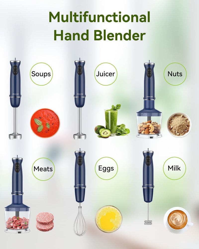Abuler Immersion Blender Handheld 5 in 1 Hand Blender, 1000W Hand Mixer Stick, BPA-Free 12 Speed Handheld Blender 304 Stainless, Beaker, Chopper, Whisk and Milk Frother, Soup, Smoothies, Baby Food, Sauce - Image 5
